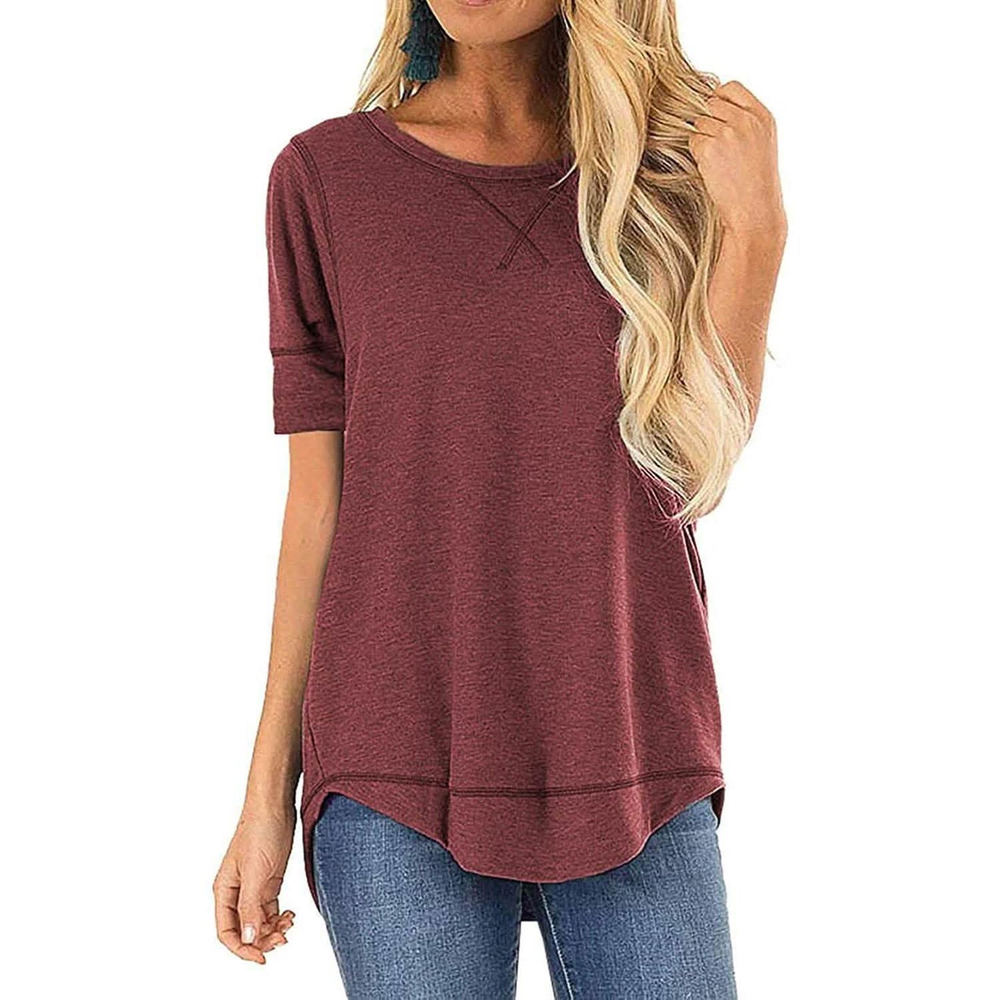 Fall Tops for Women Long Sleeve Side Split Casual Loose Tunic Top DailySale