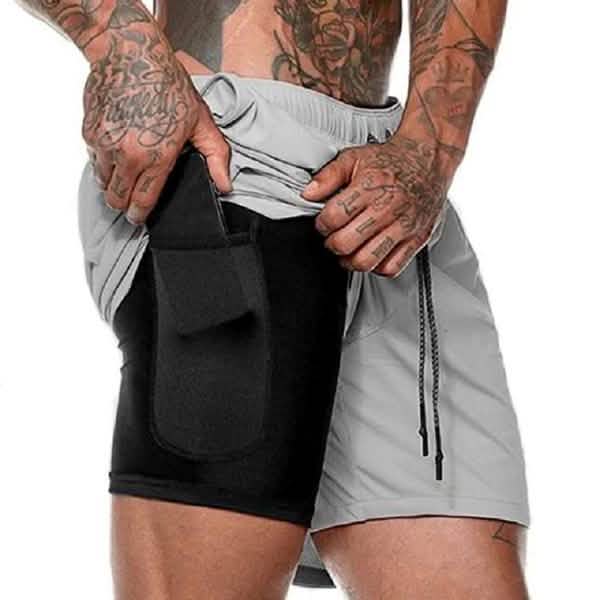 Fashion Men Elastic Waist Sports Shorts with Phone Pocket DailySale