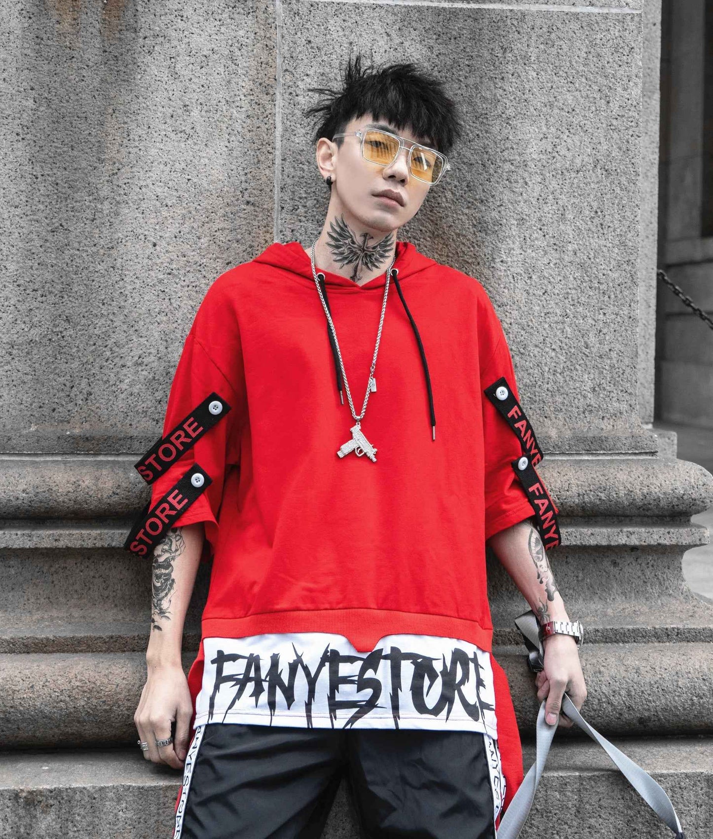 Red Solo Movement Short Sleeves Hoodie