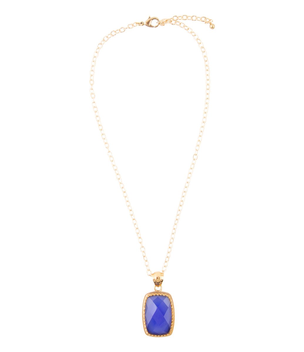 Filigreed Blue Agate Golden Pendant Necklaces Barse Jewelry