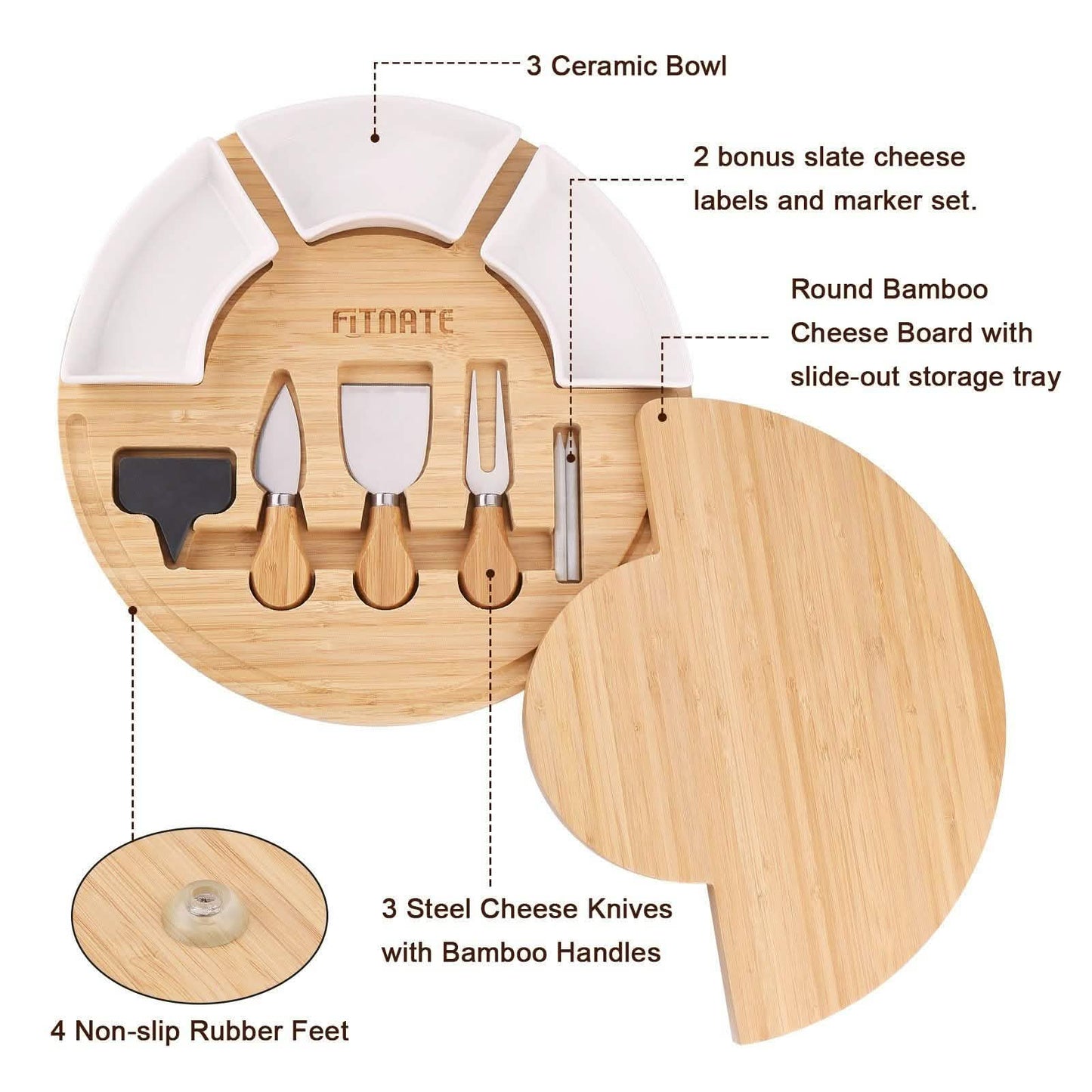 Fitnate Rotatable Round Cheese Cutting Board DailySale