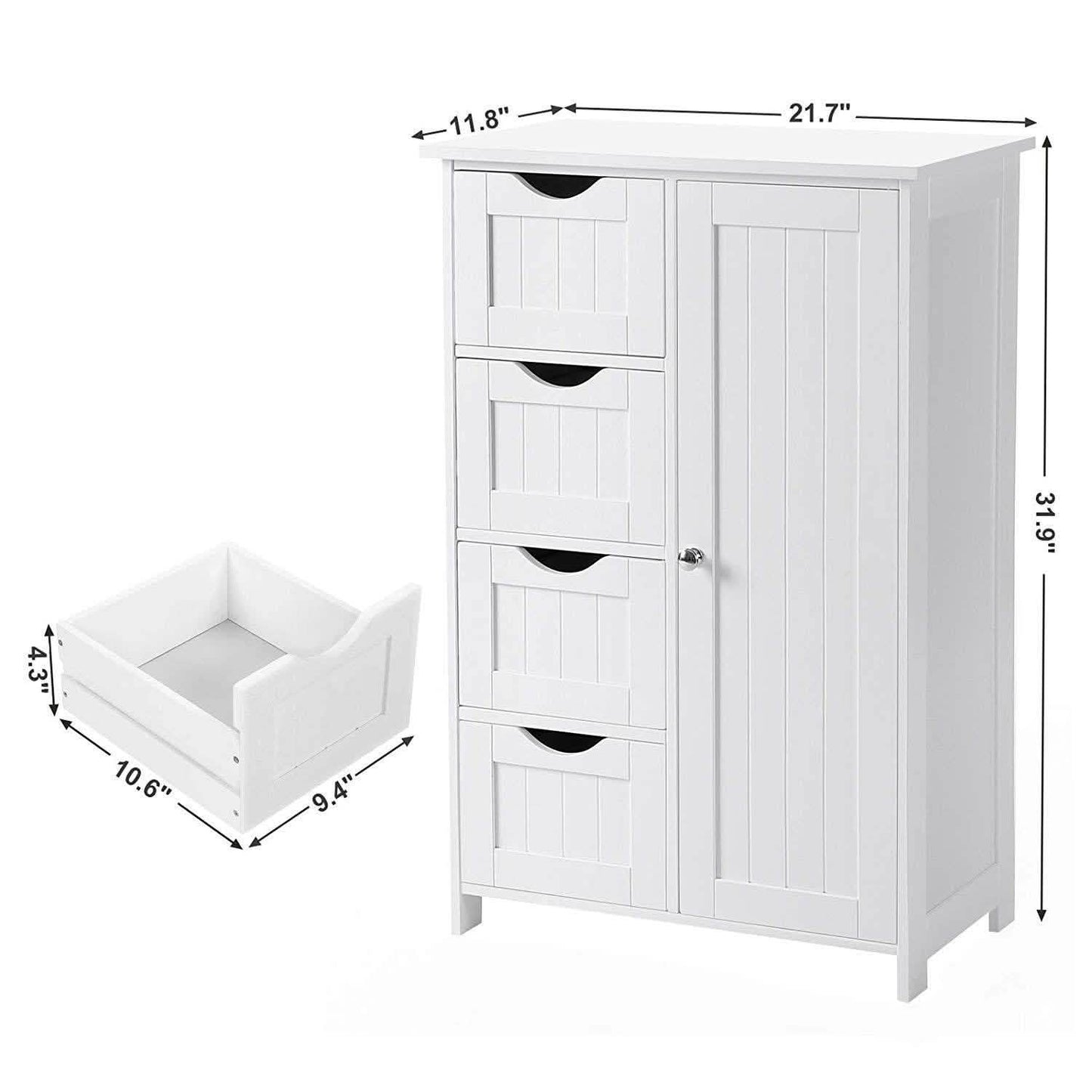 Floor Cabinet Bathroom Organizer with 4 Drawers and Adjustable Shelf DailySale