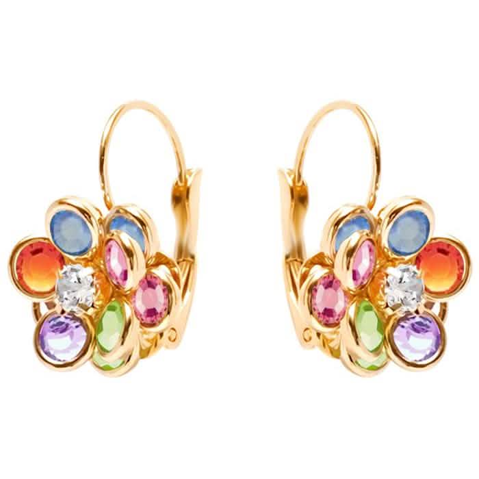 Flower Shaped Leverback Drop Earrings Made with Swarovski Crystals DailySale