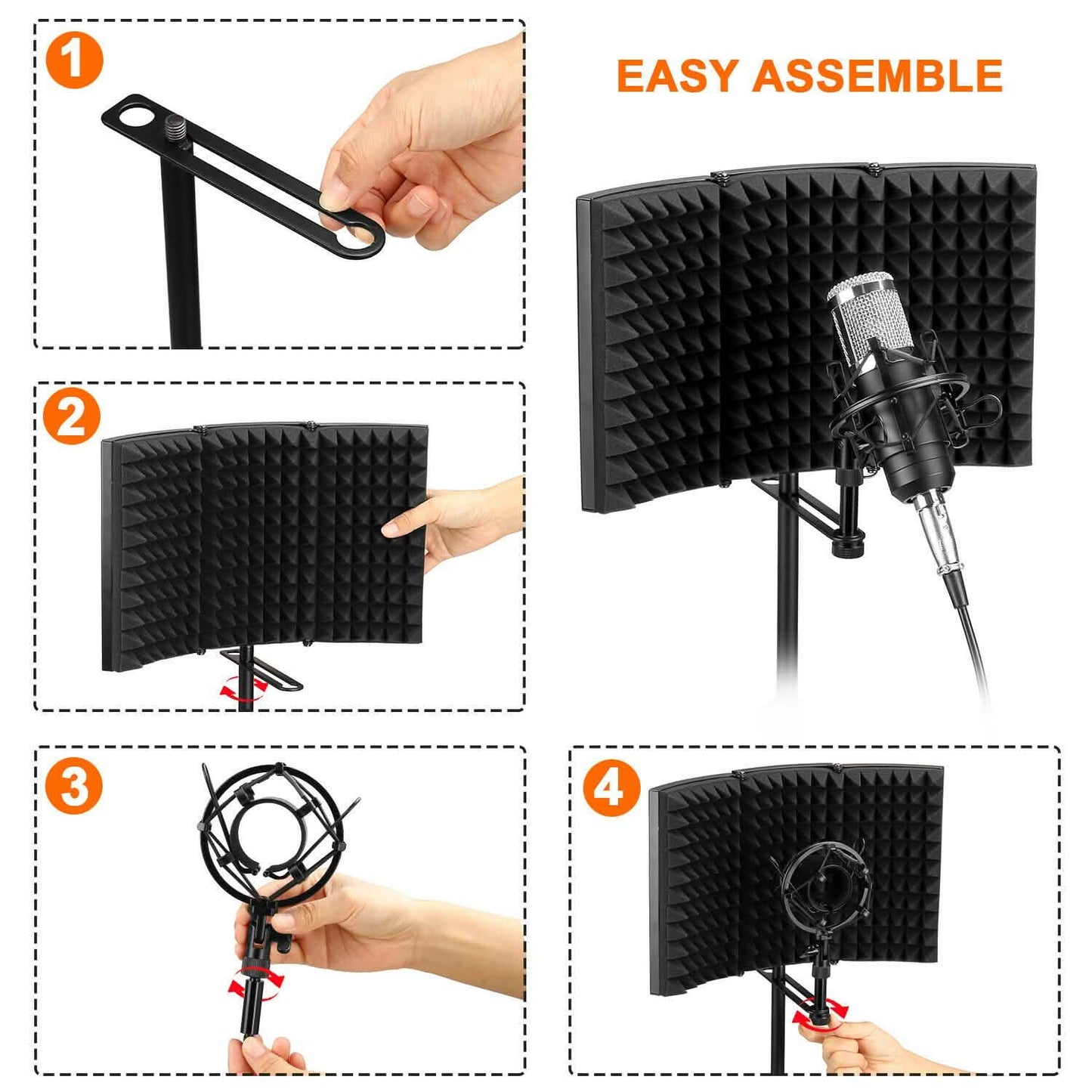 Foldable Microphone Isolation Shield Adjustable Tripod Stand DailySale