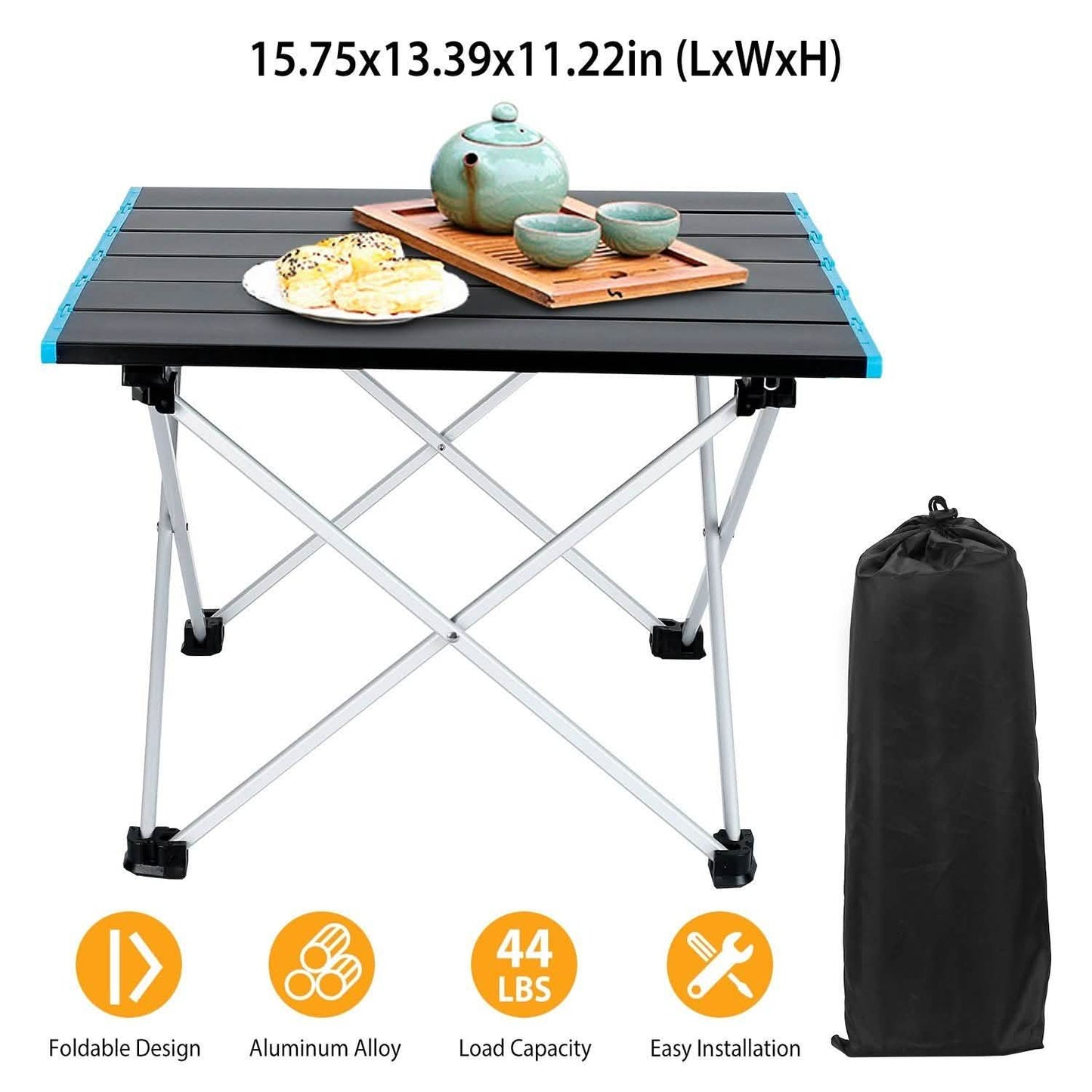Folding Camping Table Aluminum Alloy Collapsible with Carry Bag DailySale