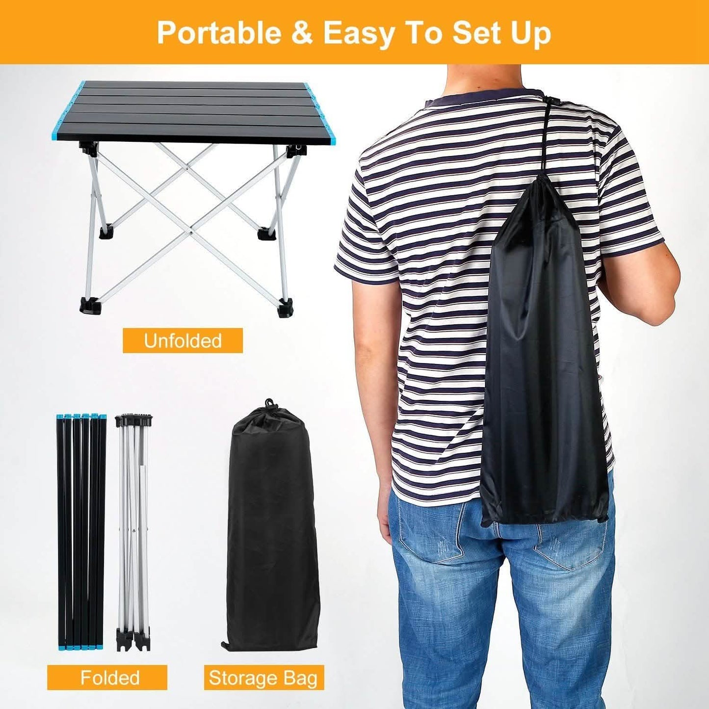 Folding Camping Table Aluminum Alloy Collapsible with Carry Bag DailySale