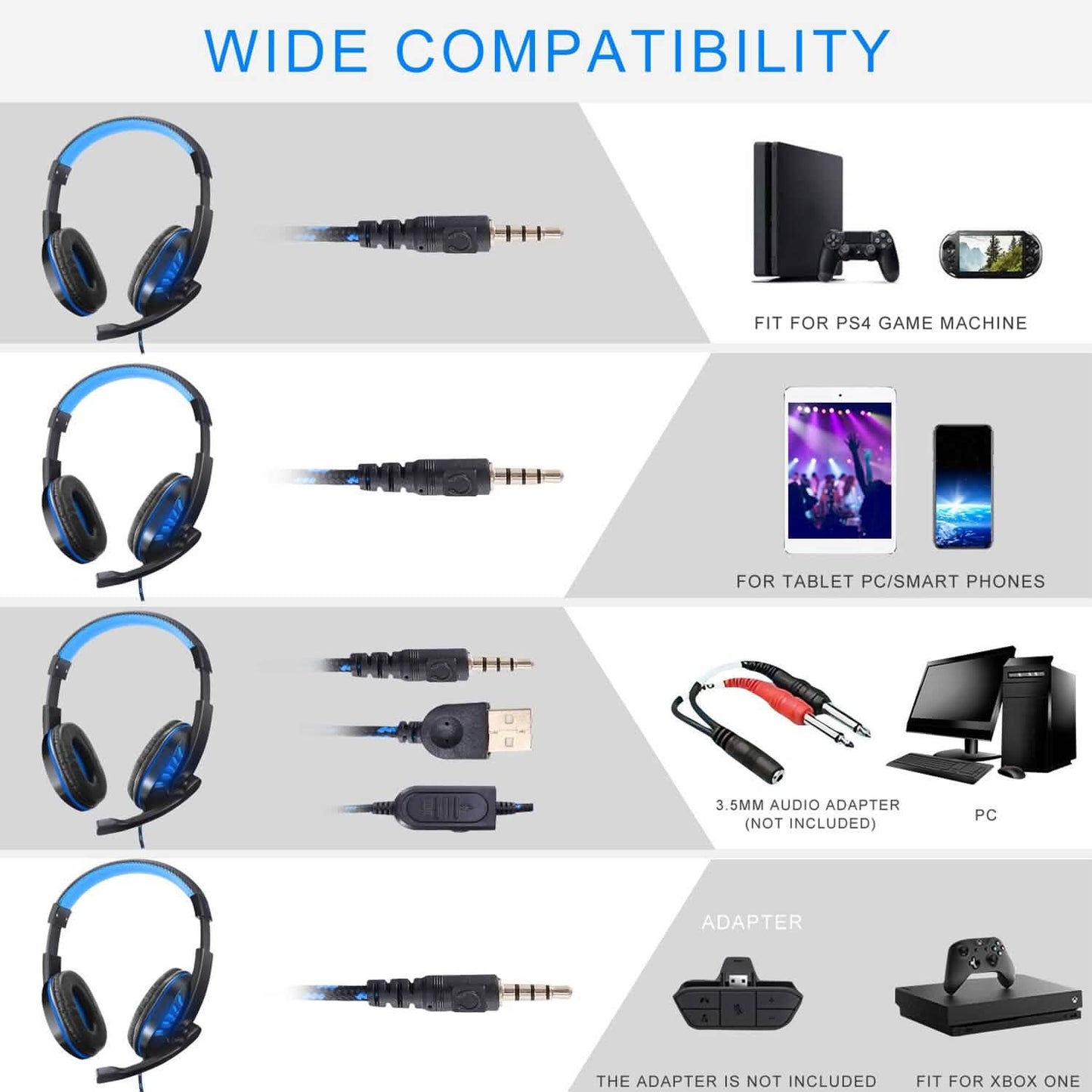 Gaming Headsets Stereo Noise Isolation Over Ear Headphone with LED Light DailySale