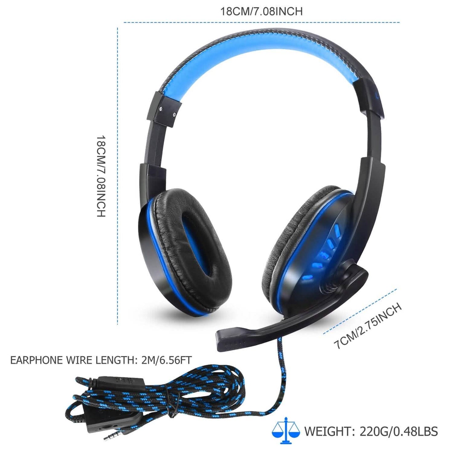 Gaming Headsets Stereo Noise Isolation Over Ear Headphone with LED Light DailySale