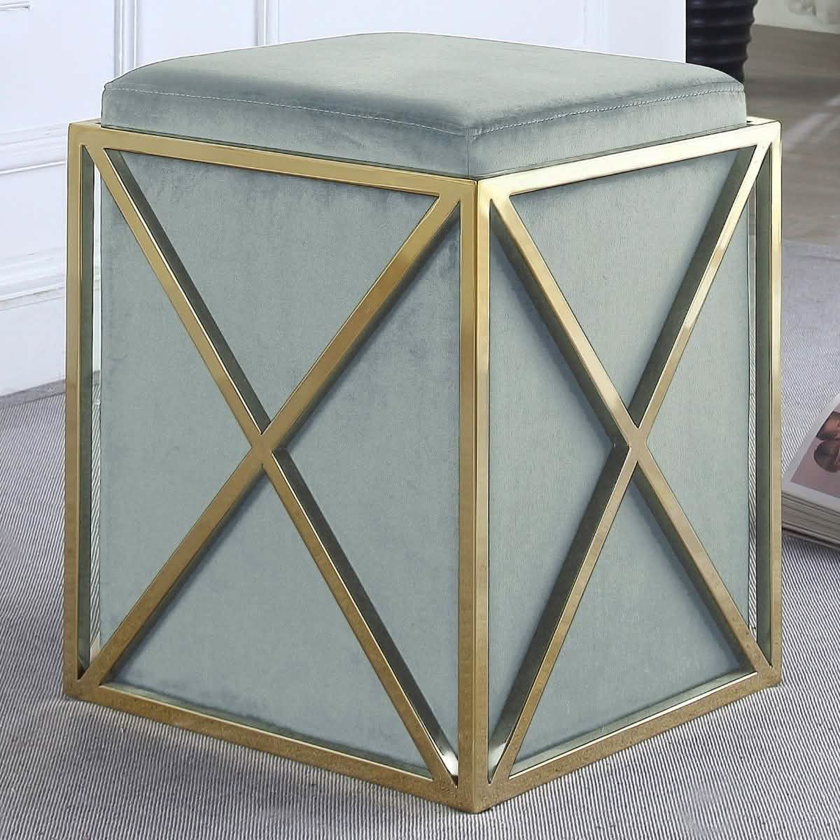 Genesis Ottoman Stainless Steel X Frame Square Velvet Bench DailySale