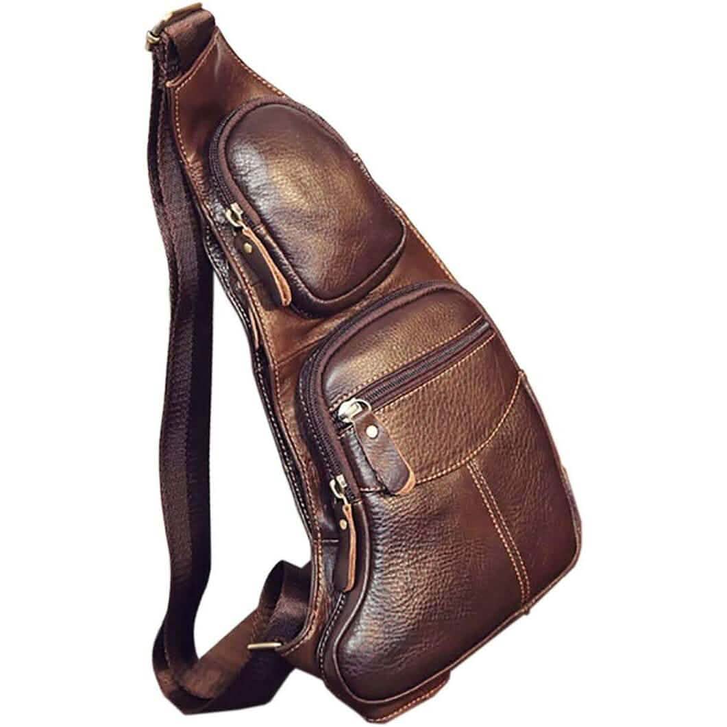 Genuine Leather Chest Bag For Men Leather Shoulder Bag Personality Messenger Bag Casual Bag DailySale
