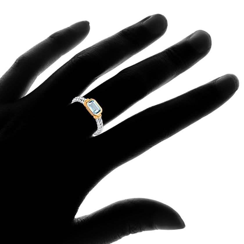 Genuine Sky-Blue Topaz Rope Detail Ring by Gembassy DailySale