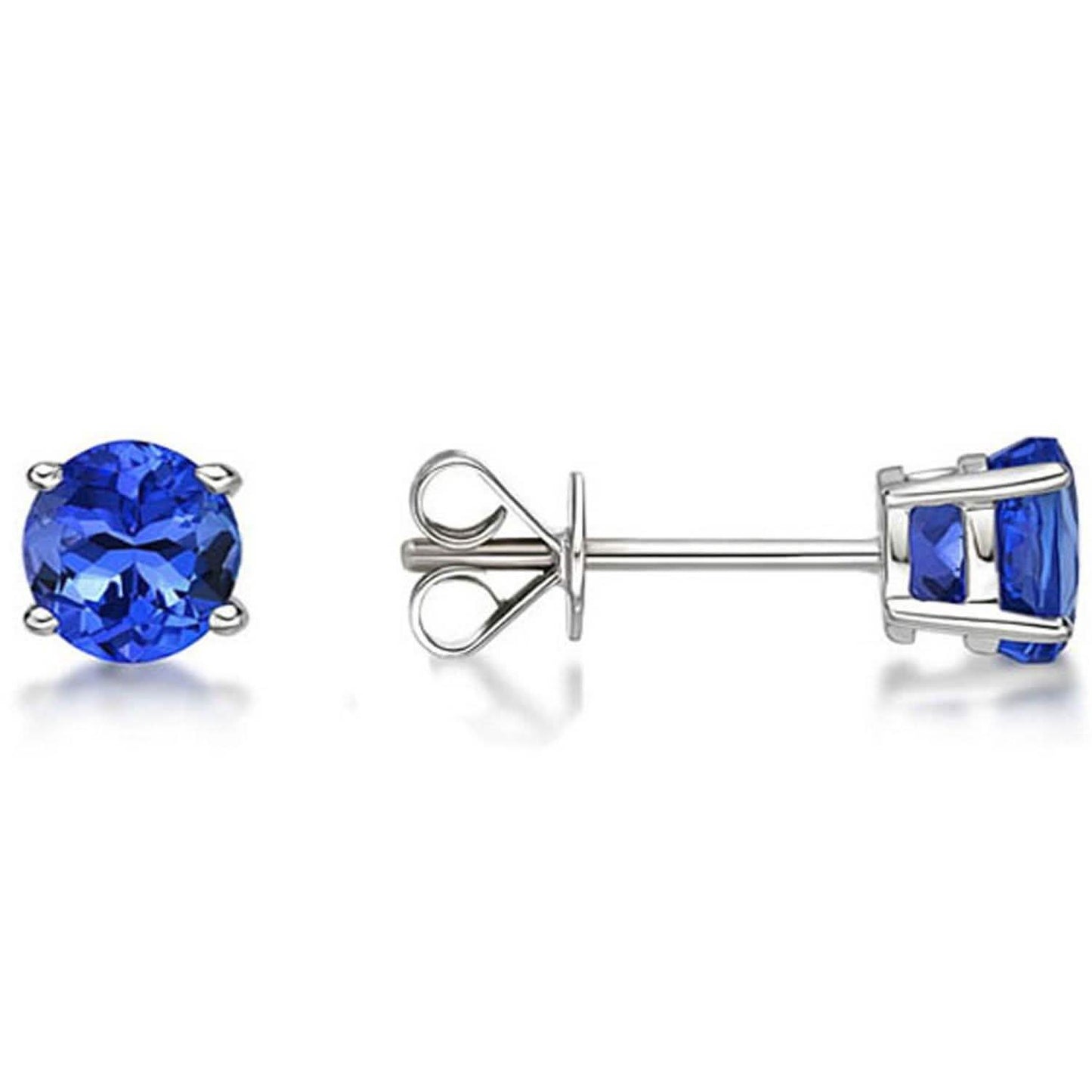 Genuine Tanzanite Round Sterling Silver Studs DailySale