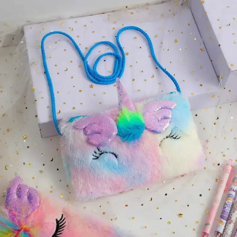 Girls Cute Sequin Plush Unicorn Tie Dye Bag DailySale
