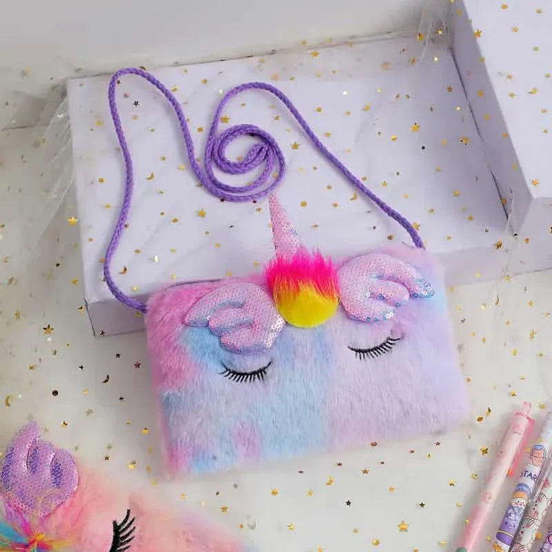 Girls Cute Sequin Plush Unicorn Tie Dye Bag DailySale