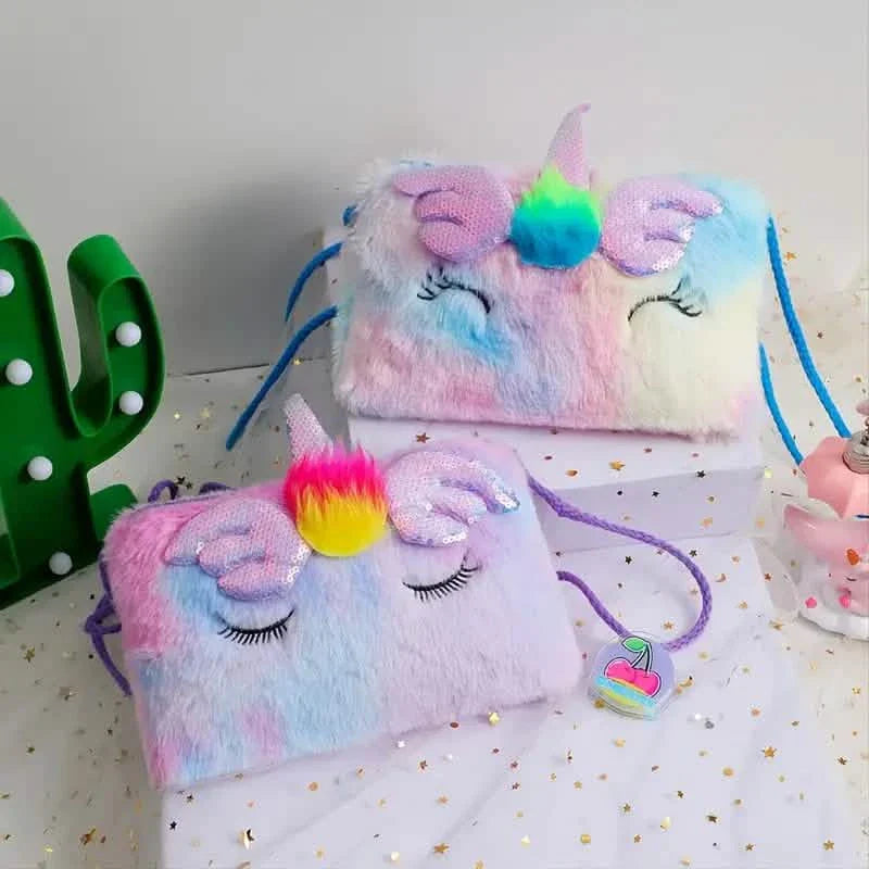 Girls Cute Sequin Plush Unicorn Tie Dye Bag DailySale