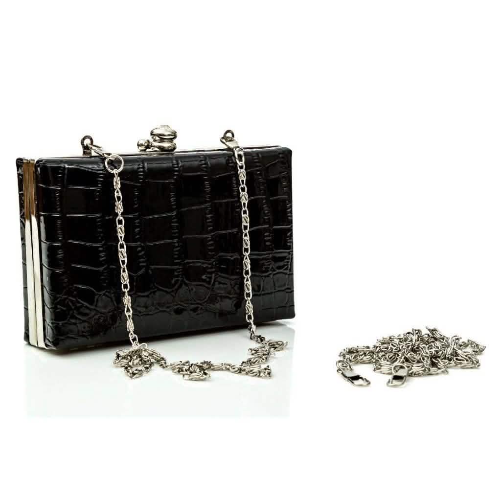 Glambag Shiny Exotic Croc Frame Clutch DailySale