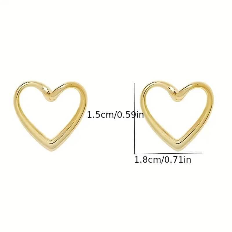 Glossy Hollow Heart Design Stud Earrings DailySale