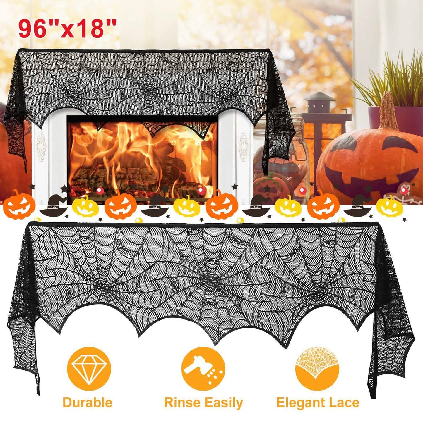 Halloween Decoration Black Lace Spiderweb DailySale