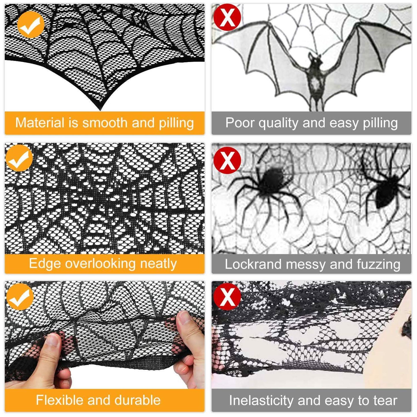 Halloween Decoration Black Lace Spiderweb DailySale