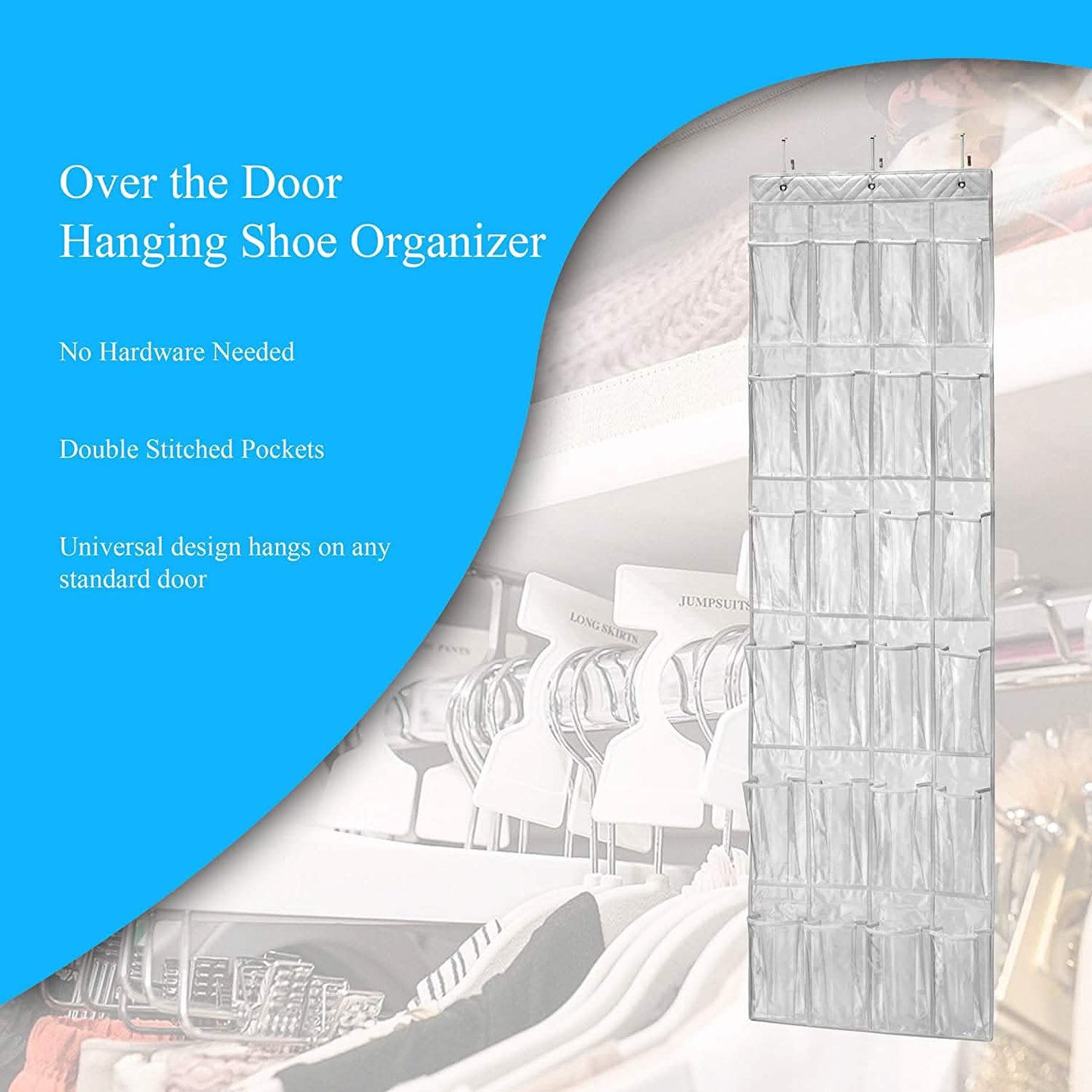 Halter Over the Door Hanging Shoe Organizer with 24 Pockets DailySale