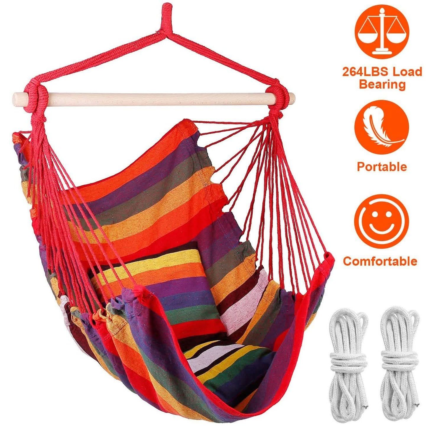 Hammock Hanging Chair Canvas with 2 Pillows DailySale