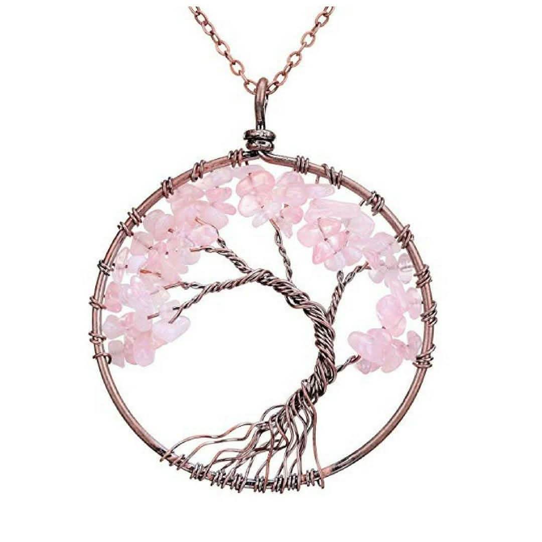 Handmade Genuine Gemstone Chakra Tree of Life Pendant Necklace DailySale