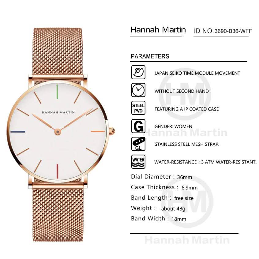 Hannah Martin High Quality Waterproof Ladies Watch DailySale