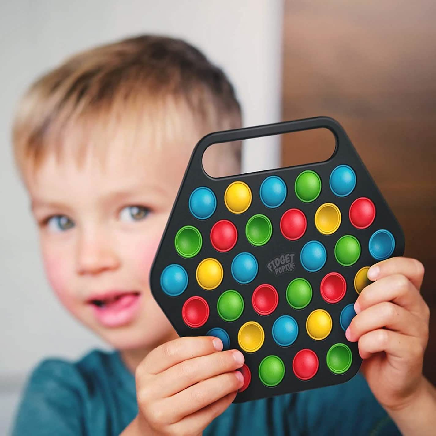 Hard Shell Pop it Fidget Toy Board with Carrying Handle for Adults & Kids DailySale
