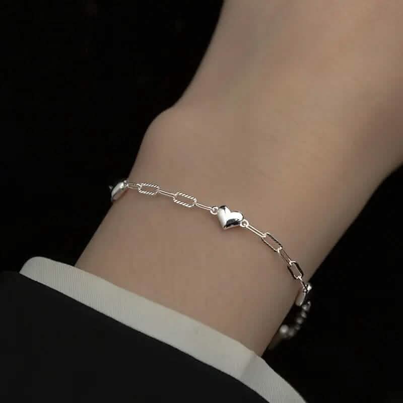 Heart-Shaped S925 Silver Bracelet DailySale