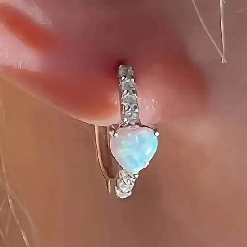 Heart-shaped Synthetic Zirconia Hoop Earrings DailySale