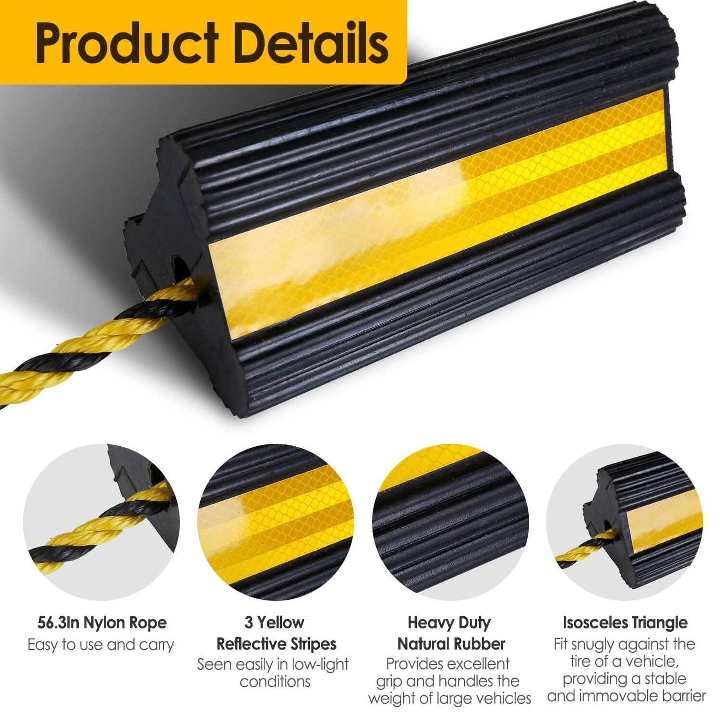 Heavy Duty Rubber Wheel Chocks DailySale