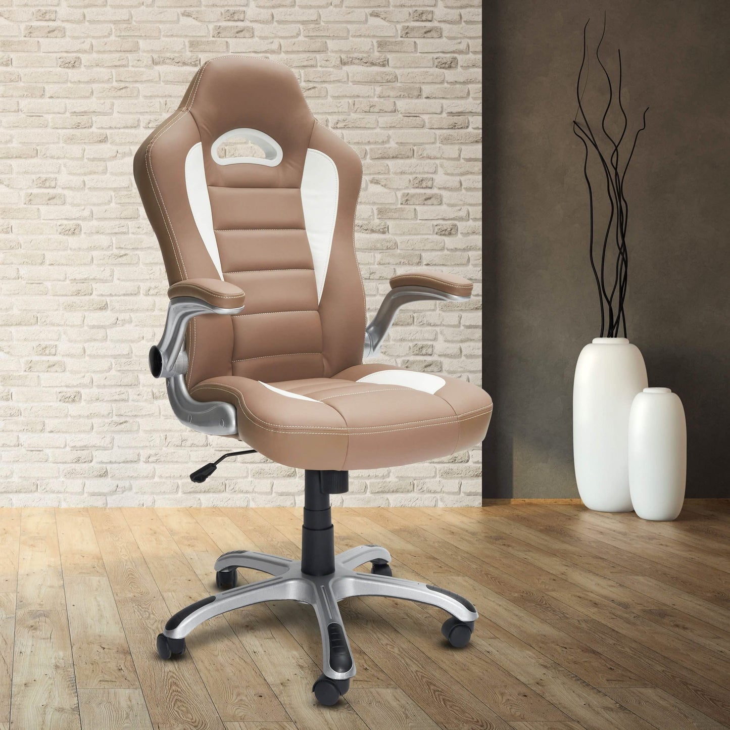 High Back Executive Sport Race Office Chair With Flip-up Arms DailySale