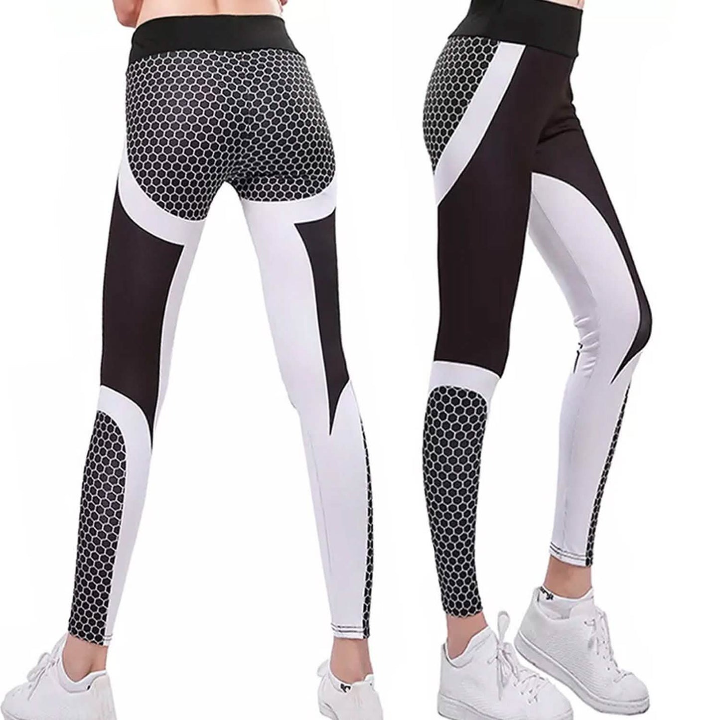 High-Waisted Honeycomb Design Ruched Workouts Fitness Yoga Gym Leggings Pants DailySale