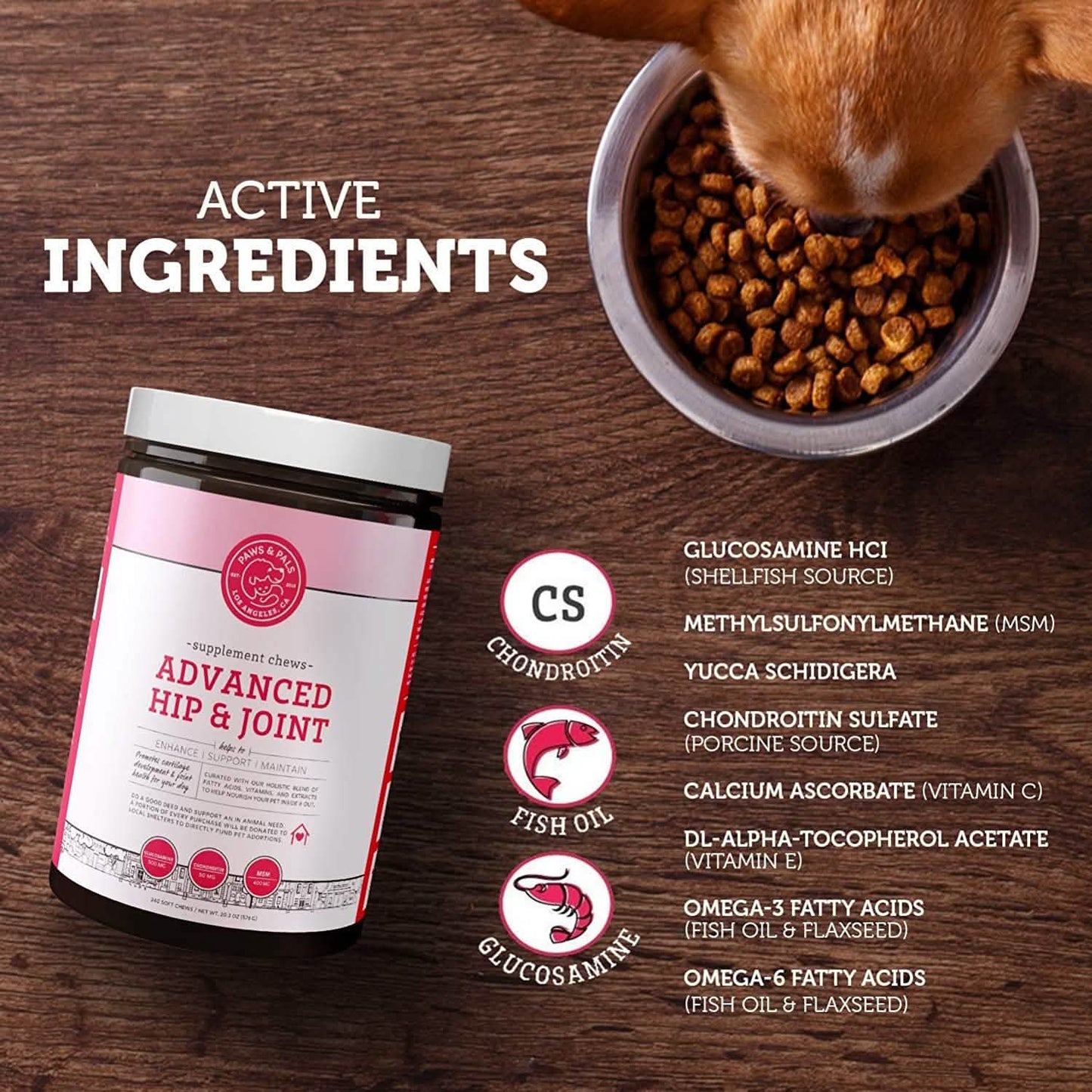 Hip and Joint Advanced Level 2 Formula All Natural Glucosamine Supplement for Dogs and Cat DailySale