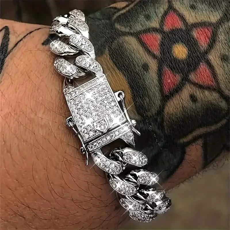 Iced Out Hip Hop Zircon Cuban Chain Bracelet for Men DailySale