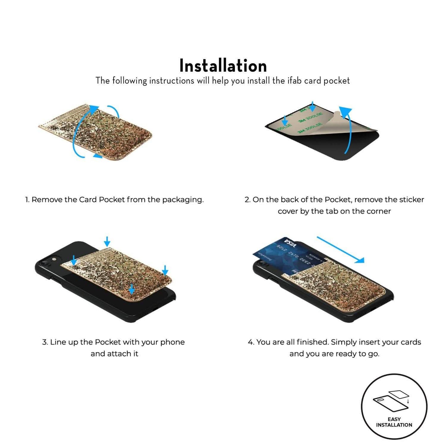 iFab Stick-On ID, Credit Card Wallet Phone Case for iPhone, Android Smartphones DailySale