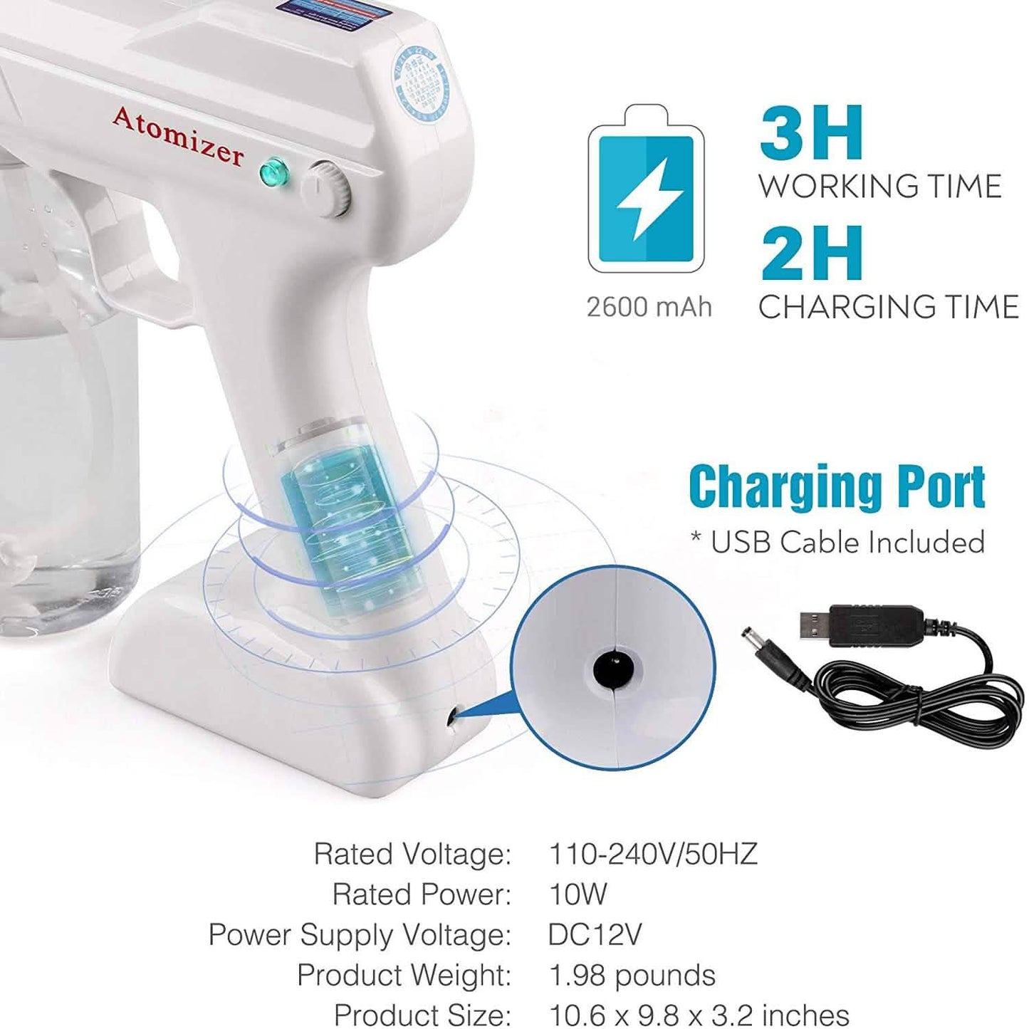 IFLOVE Disinfectant Electrostatic Sprayer Handheld Nano Atomizer DailySale