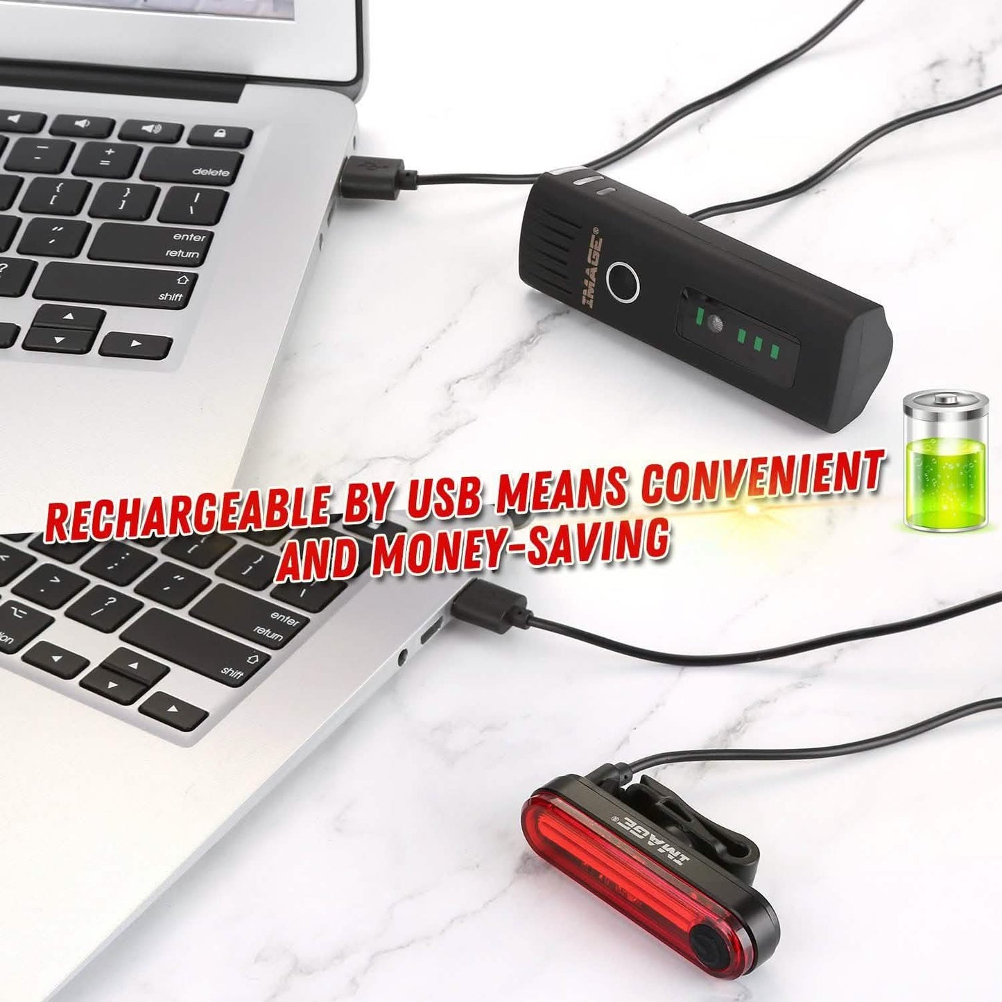 IMAGE Bike Bicycle Light Set with LED Headlights and Rear Lights DailySale