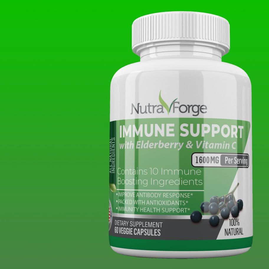 Immune Support Supplement with Elderberry, Vitamin C, Echinacea, Zinc, Garlic, Turmeric 1600mg NON GMO, GMP DailySale