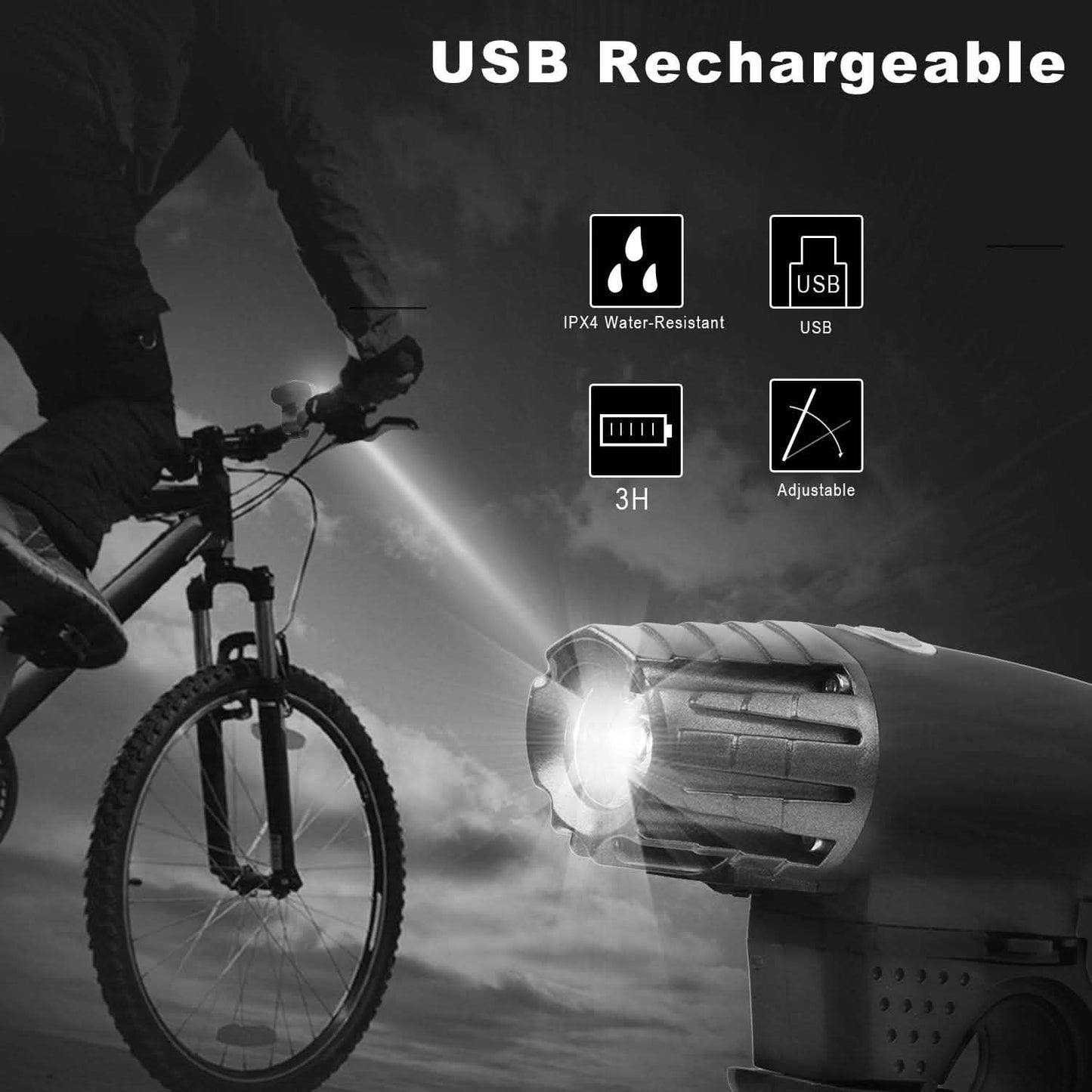 iMounTEK Bike Front Flashlight IPX4 Water-Resistant with Tail Warning/Safety LED Lamp DailySale