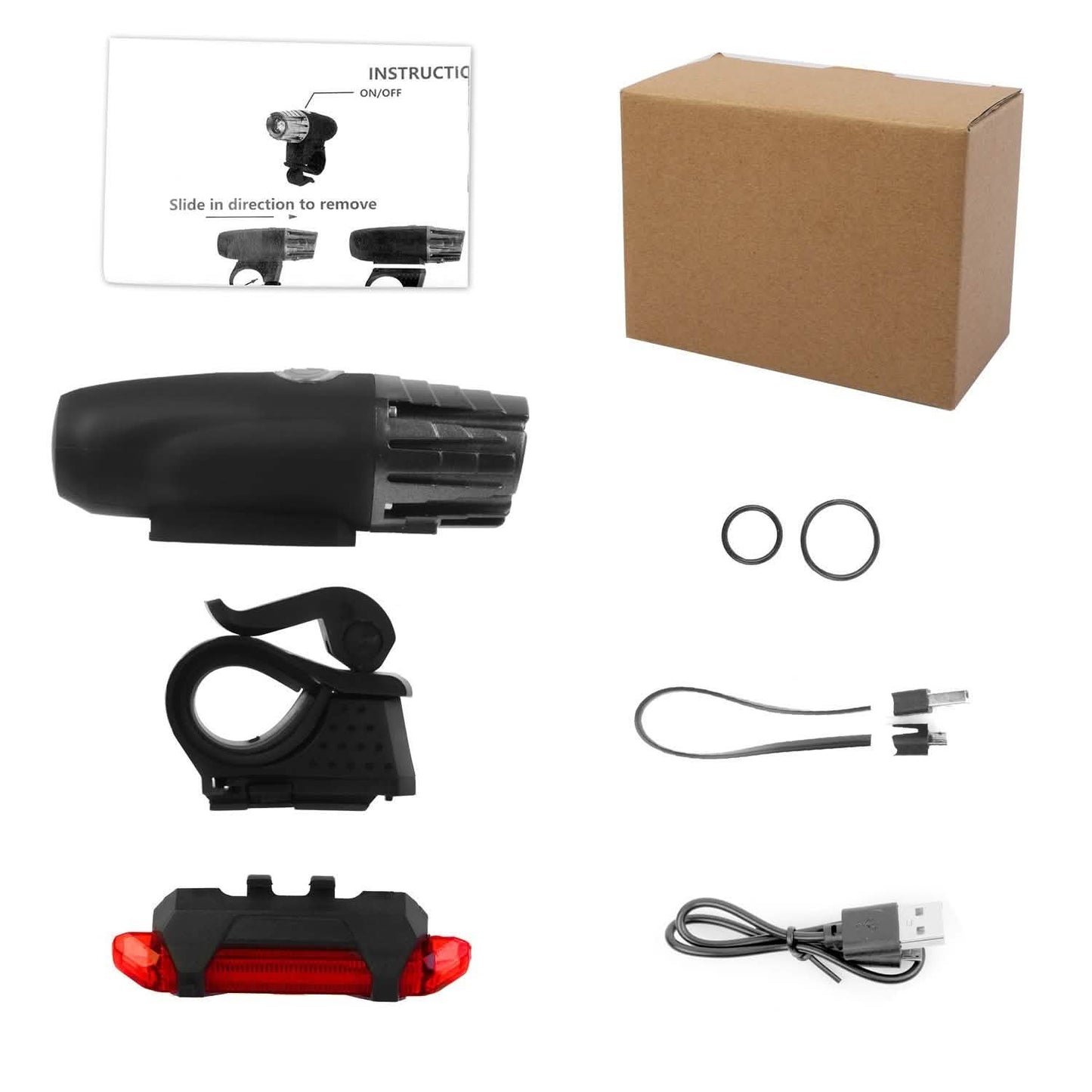 iMounTEK Bike Front Flashlight IPX4 Water-Resistant with Tail Warning/Safety LED Lamp DailySale