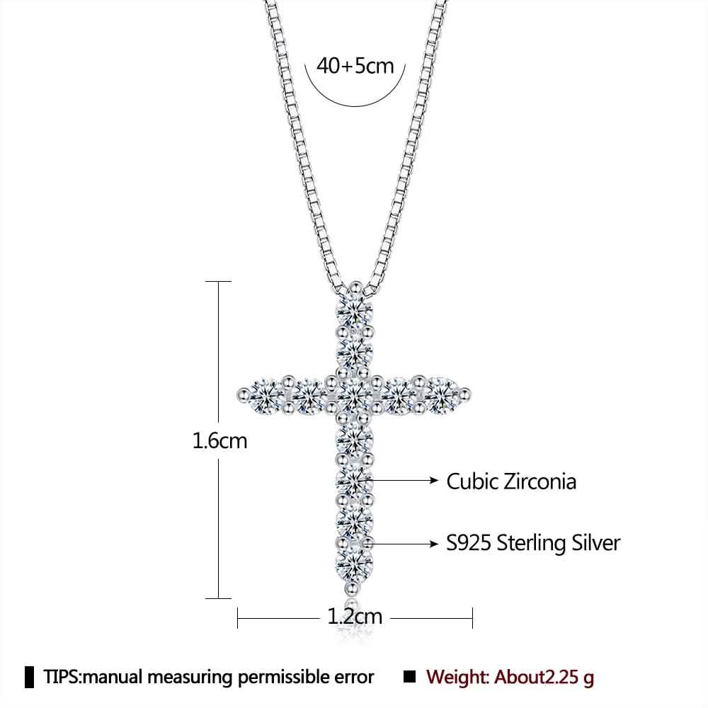 INALIS - 925 Sterling Silver Classic Cross Cubic Zirconia Necklace DailySale