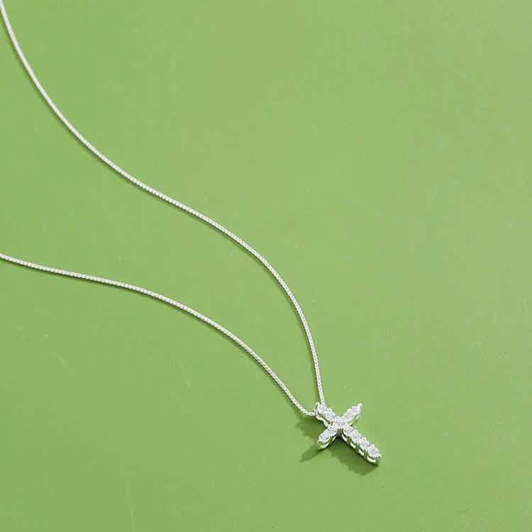 INALIS - 925 Sterling Silver Classic Cross Cubic Zirconia Necklace DailySale