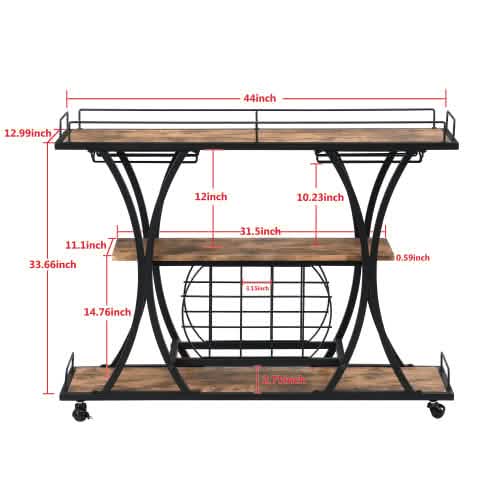 Industrial Bar Cart Kitchen Bar Service Cart DailySale