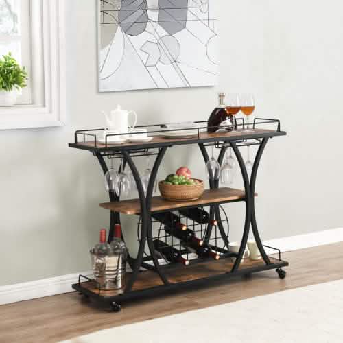 Industrial Bar Cart Kitchen Bar Service Cart DailySale