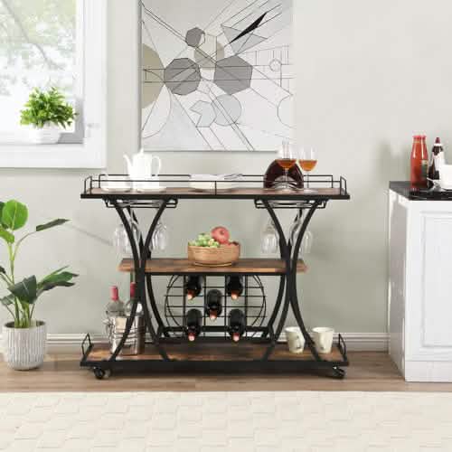Industrial Bar Cart Kitchen Bar Service Cart DailySale