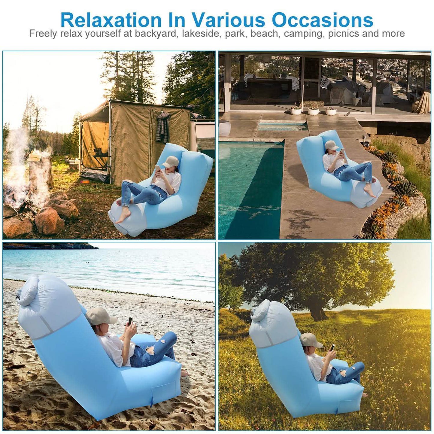 Inflatable Lounger Air Sofa Chair Couch with Portable Organizing Bag DailySale