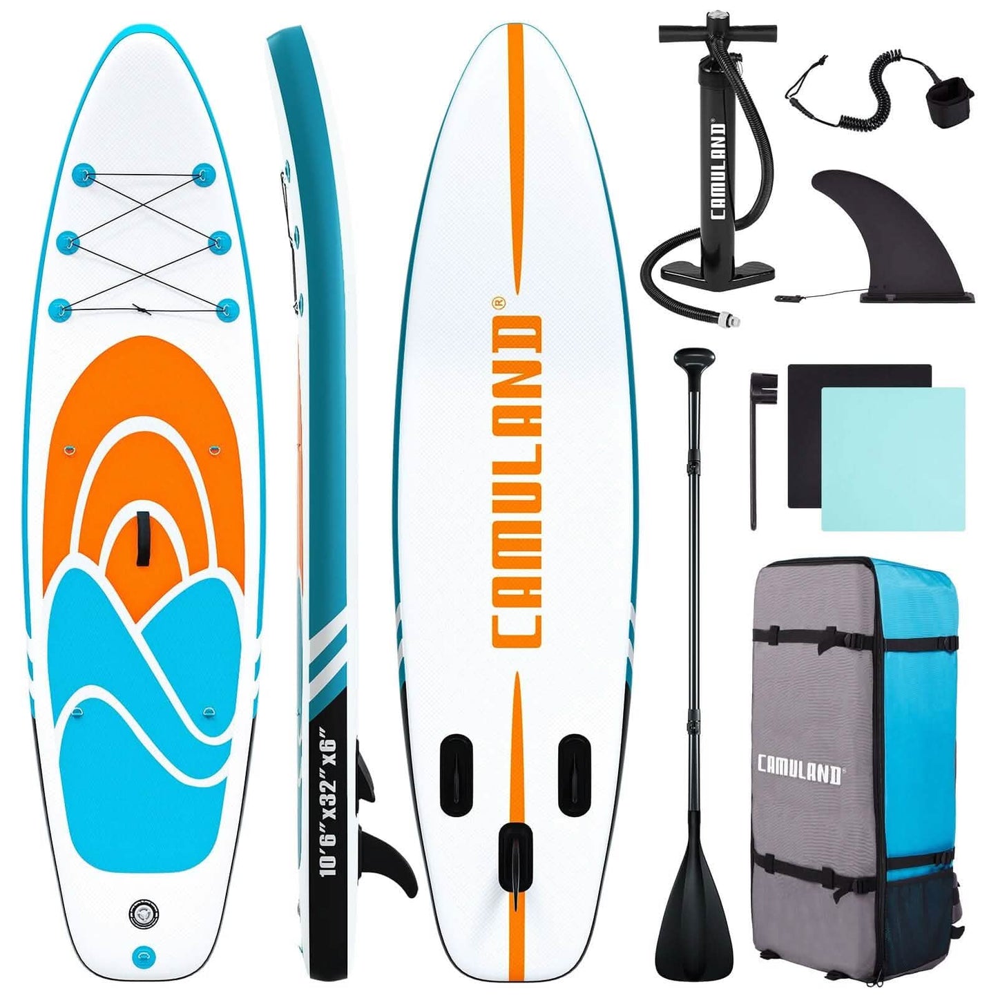 Inflatable Paddle Board Stand up Adults with Adjustable Paddle and Removable Fin Orange DailySale
