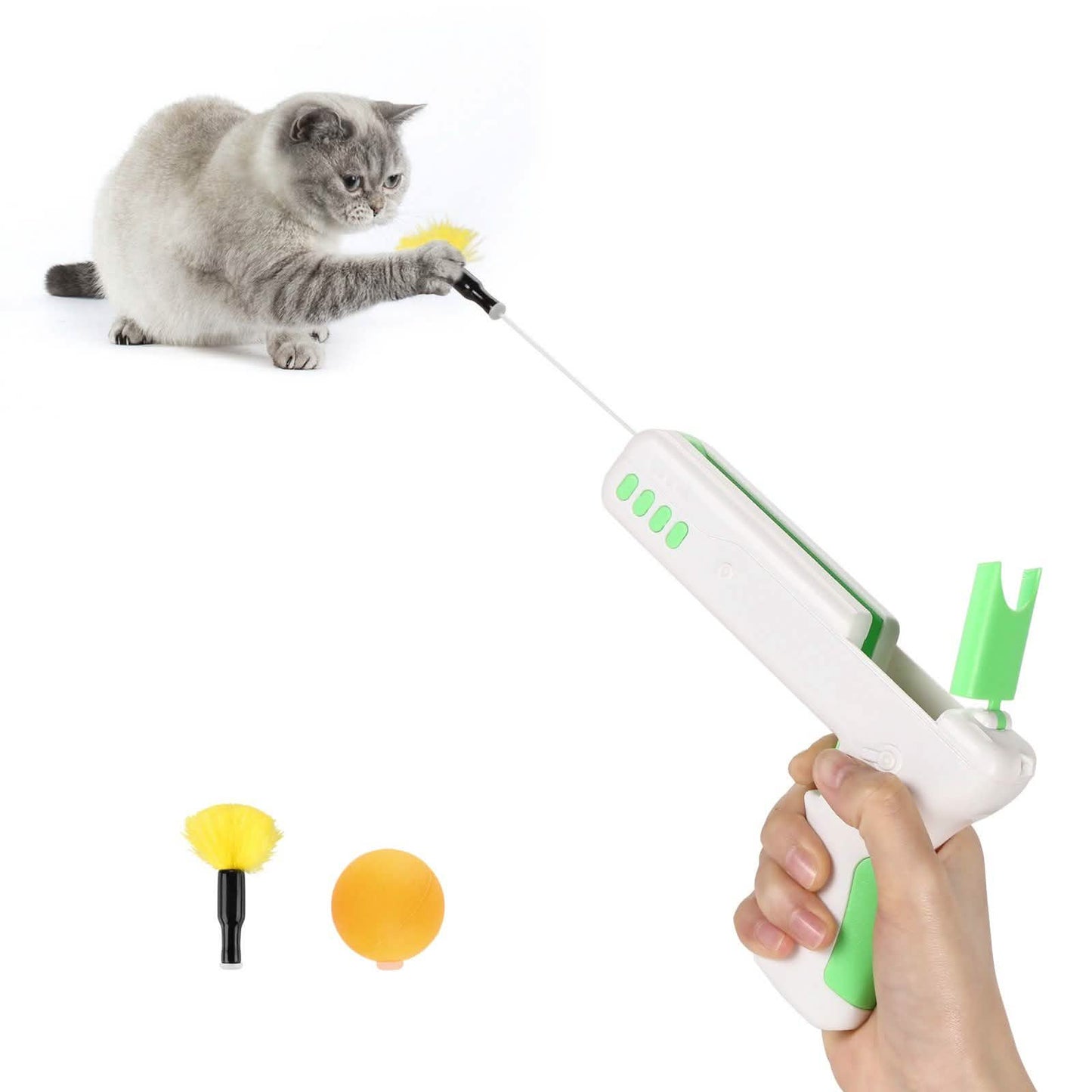 Interactive Cat Toy Gun Stick with Ball and Feather DailySale