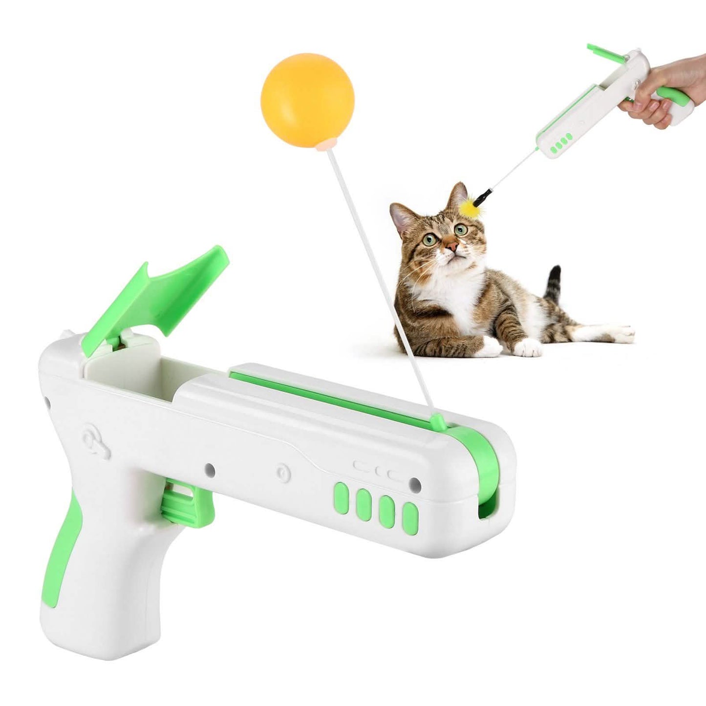 Interactive Cat Toy Gun Stick with Ball and Feather DailySale